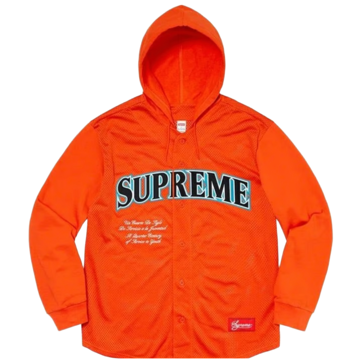 Supreme 'Orange Mesh' Baseball Jersey Hoodie
