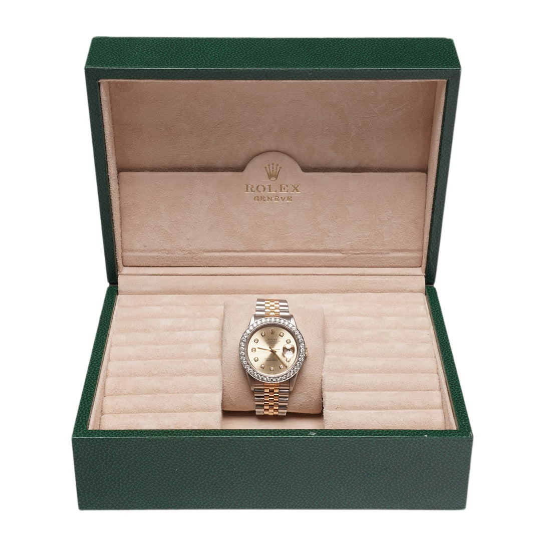 Rolex DateJust 'Champagne Dial' Two Tone Diamond Bezel Jubilee