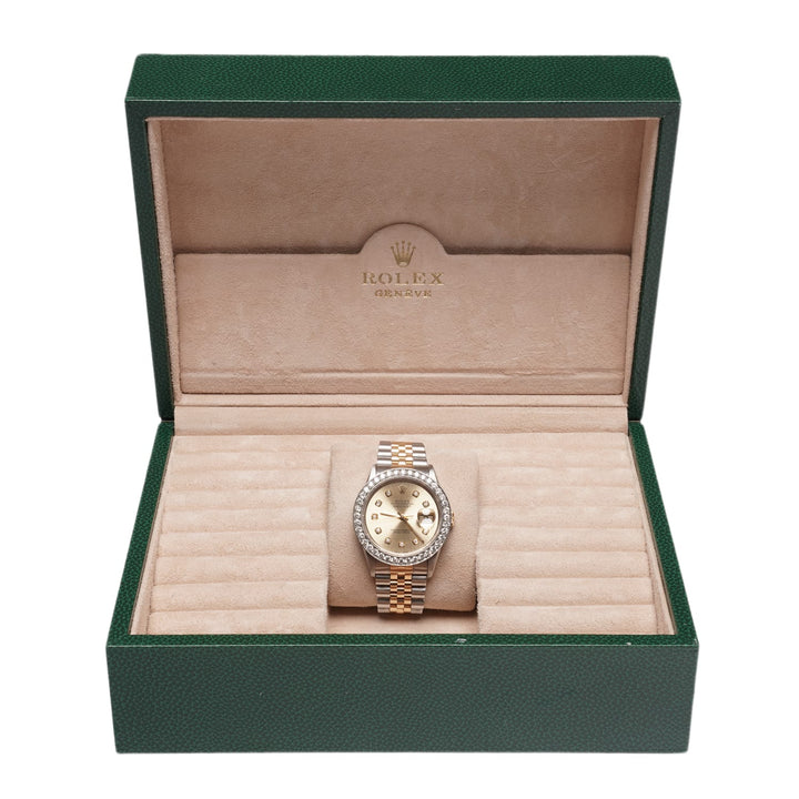 Rolex DateJust 'Champagne Dial' Two Tone Diamond Bezel Jubilee