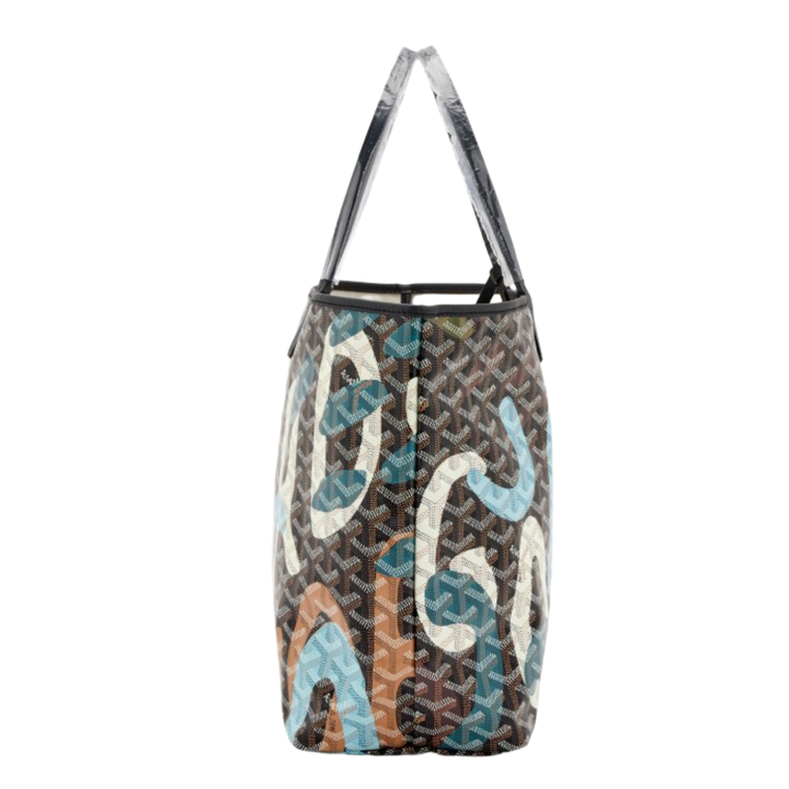 Goyard 'Blue Lettres Camouflage' Canvas Saint Louis PM Tote