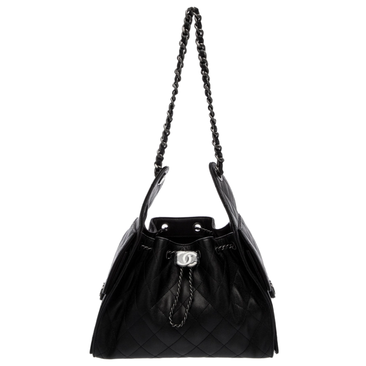 Chanel 'Black' Caviar Quilted Leather Small 25 Hobo Bag