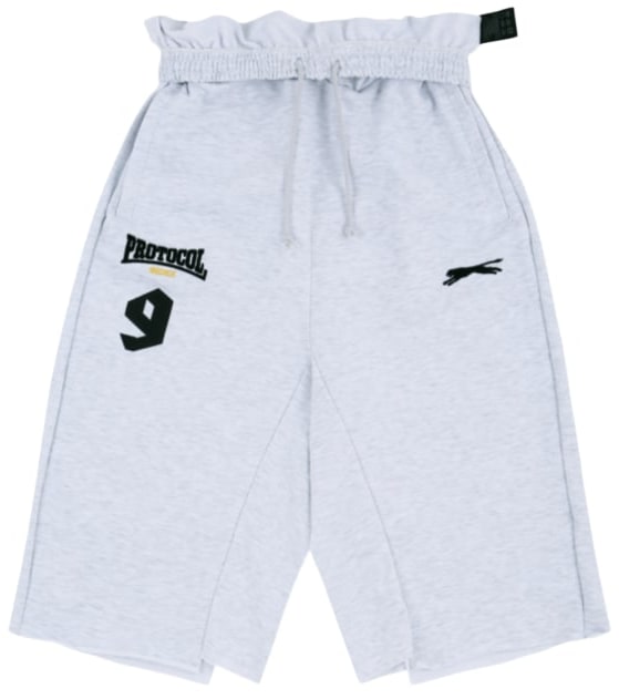 Protocol Index 'White' Folded Waist 3/4 Jorts Melange Sweat Shorts