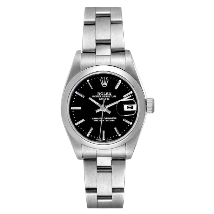 Rolex Datejust 'Black Dial' 26 Smooth Bezel Stainless Steel Oyster Bracelet Ladies Watch 69160
