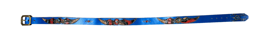 Studded 'Multi Color Snakeskin Spider Gem' Blue Belt