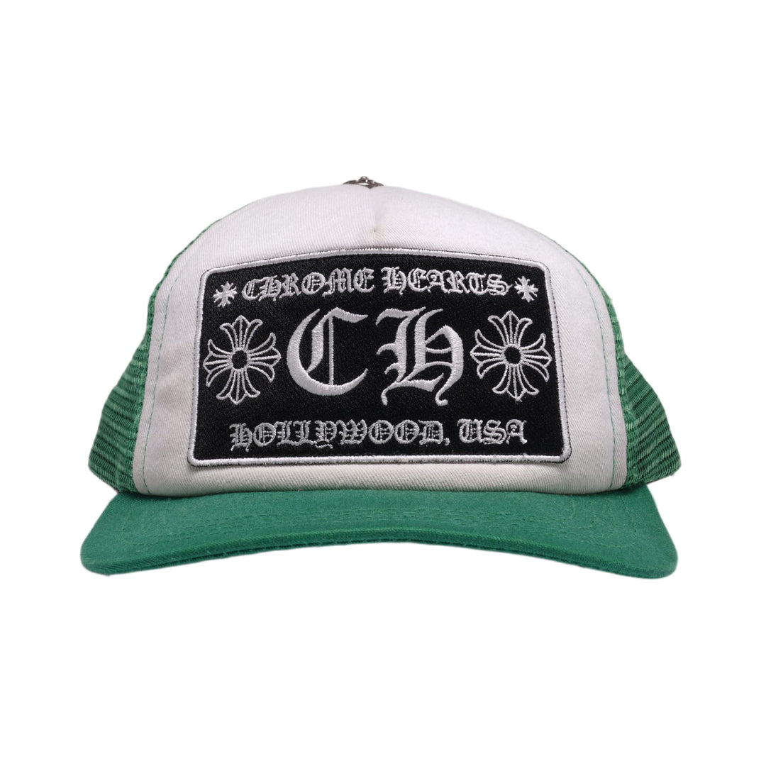 Chrome Hearts CH Hollywood Green/White Trucker Hat