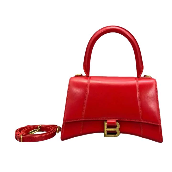 Balenciaga Hourglass S 'Red Leather' Top Handle Gold Hardware Handbag