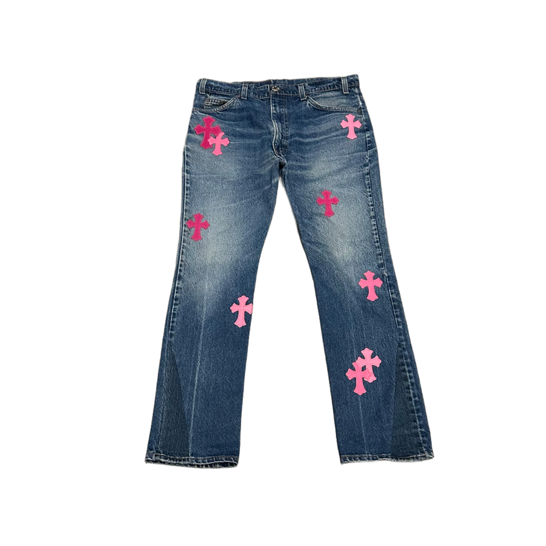 Chrome Hearts 'Double Pink' 19 Patch Levi Jeans