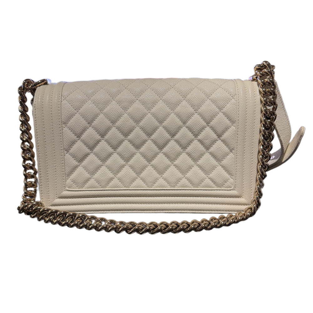 Chanel Caviar 'Ivory Quilted Caviar Medium Boy Flap Bag