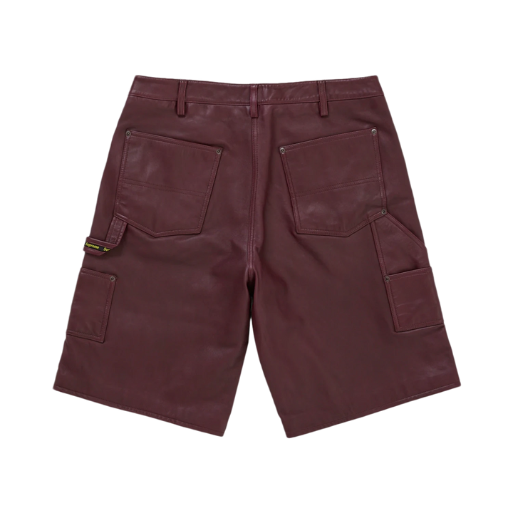 Supreme Leather Double Knee Painter Short Burgundy