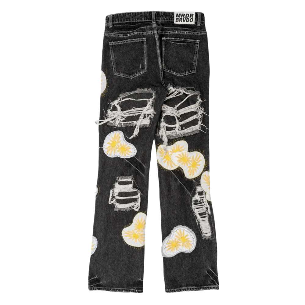 Who Decides War 'Daisy' Black Distressed Jeans