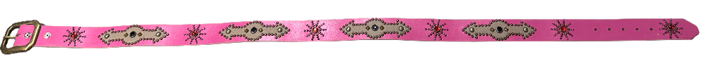 Studded 'Tan Leather Arrow Red Gem Sun' Pink Belt