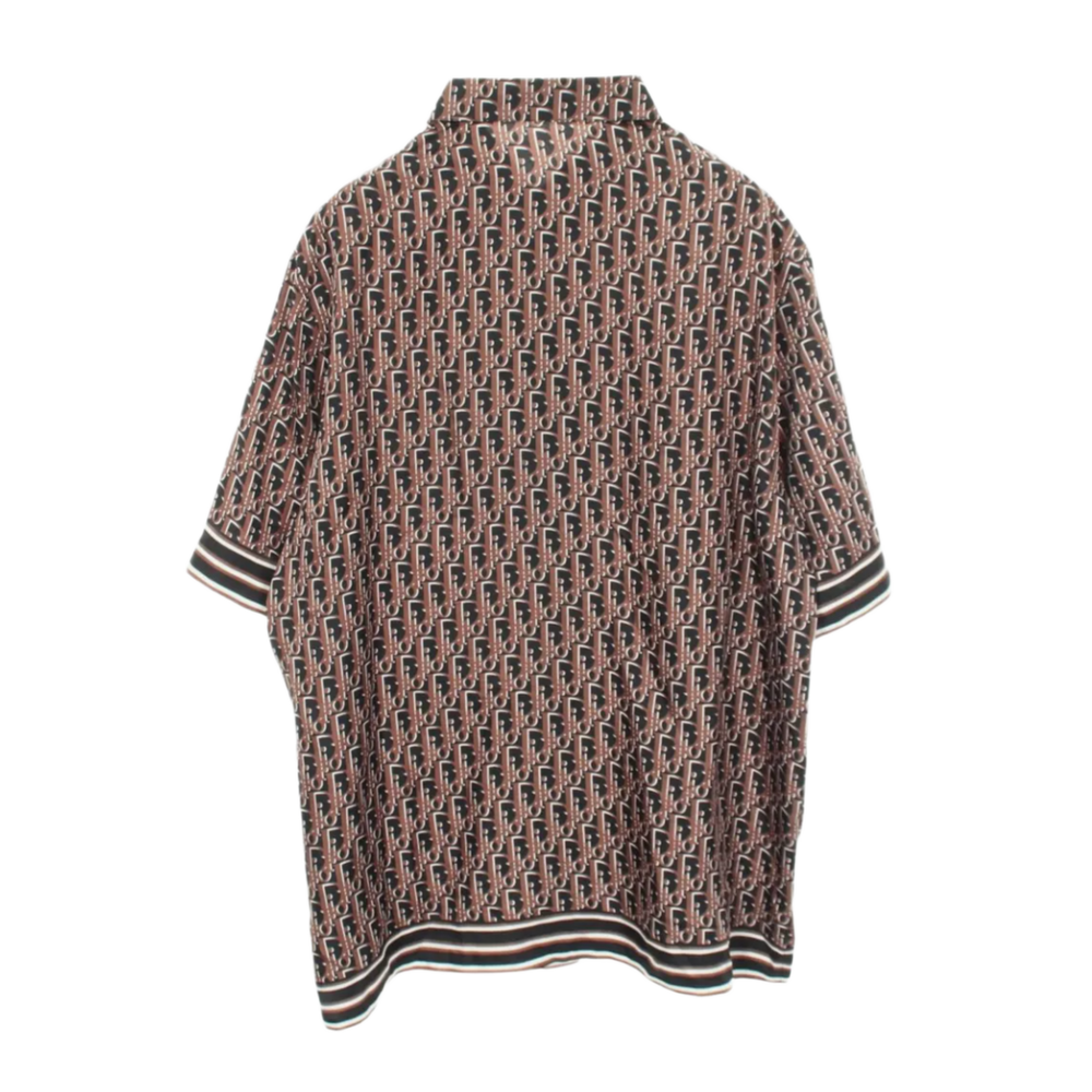 Dior 'Black/Brown' Oblique Button Up Silk Shirt 