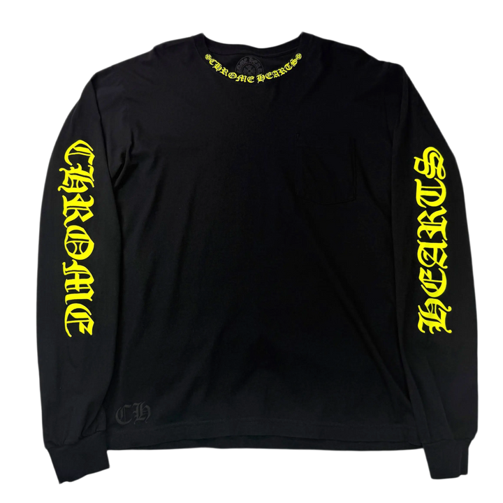 Chrome Hearts 'Yellow Neck Logo' Black Longsleeve Tee