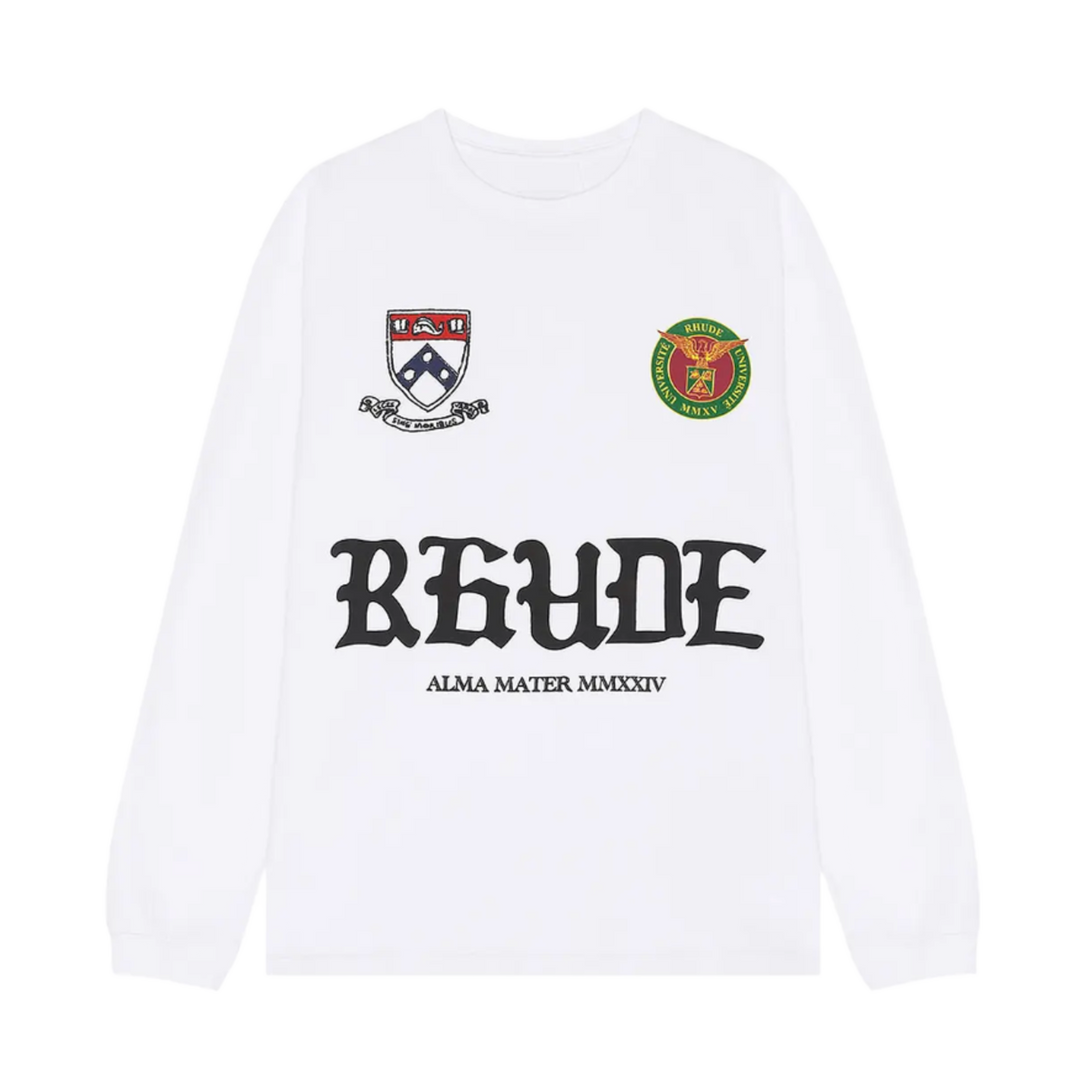 Rhude 'Alma Mater' White Longsleeve Tee
