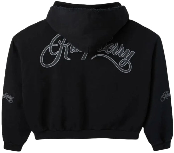 Gold+Vintage Gallery Raspberry Hills 'Script' Black Zip Up Hoodie