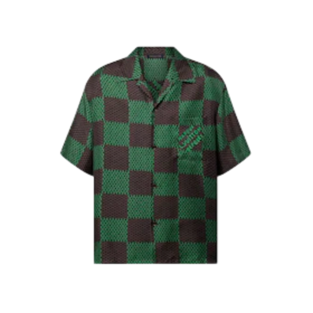 Louis Vuitton Open Collar Short-Sleeved Silk Shirt Jolly Green