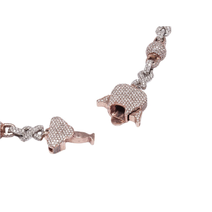 Two-Tone White and Rose Gold 'Infinity Ball & Cross Link'  10in Diamond Chain